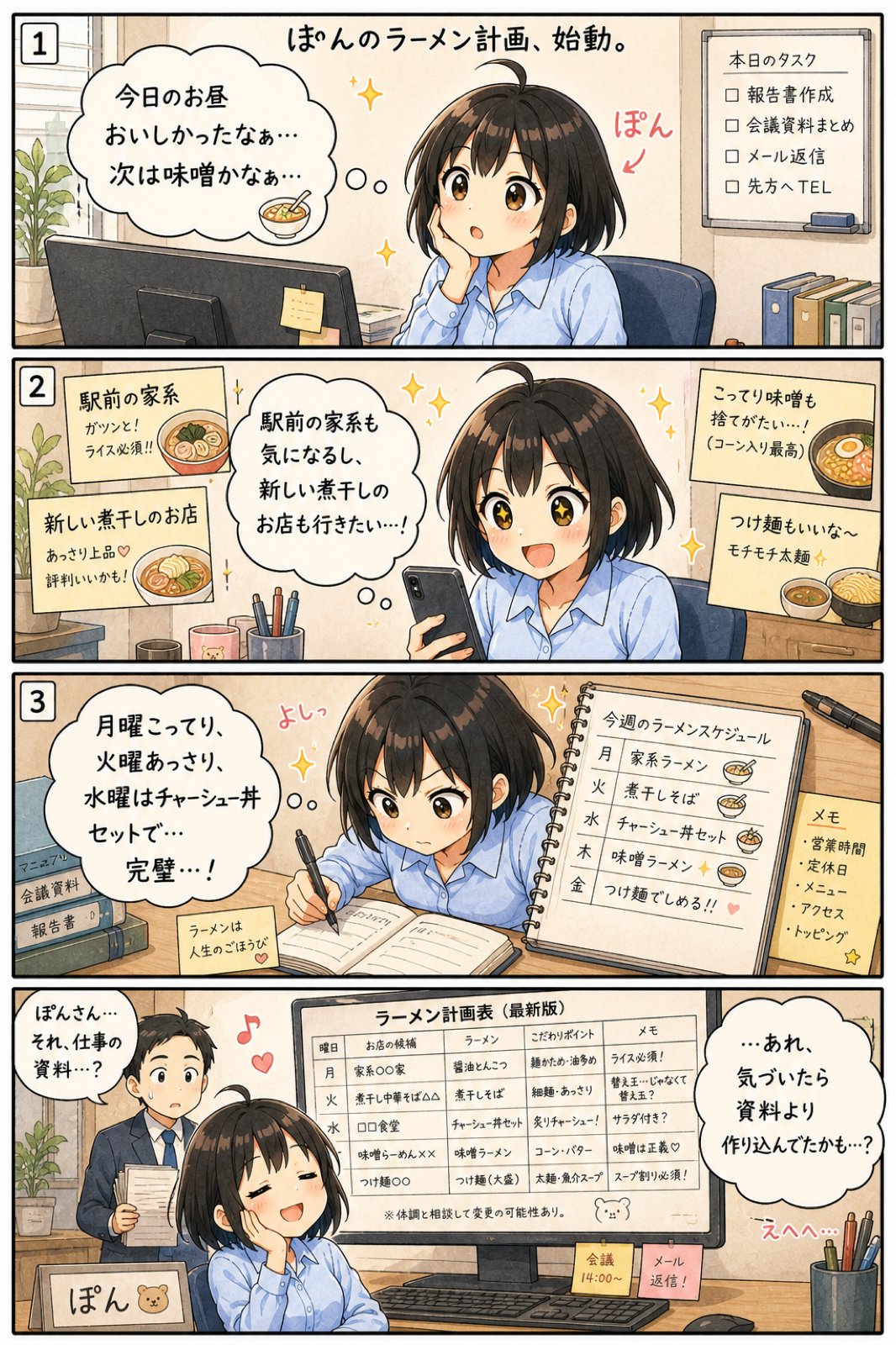 【四コマ】ぽんのラーメン計画、始動。