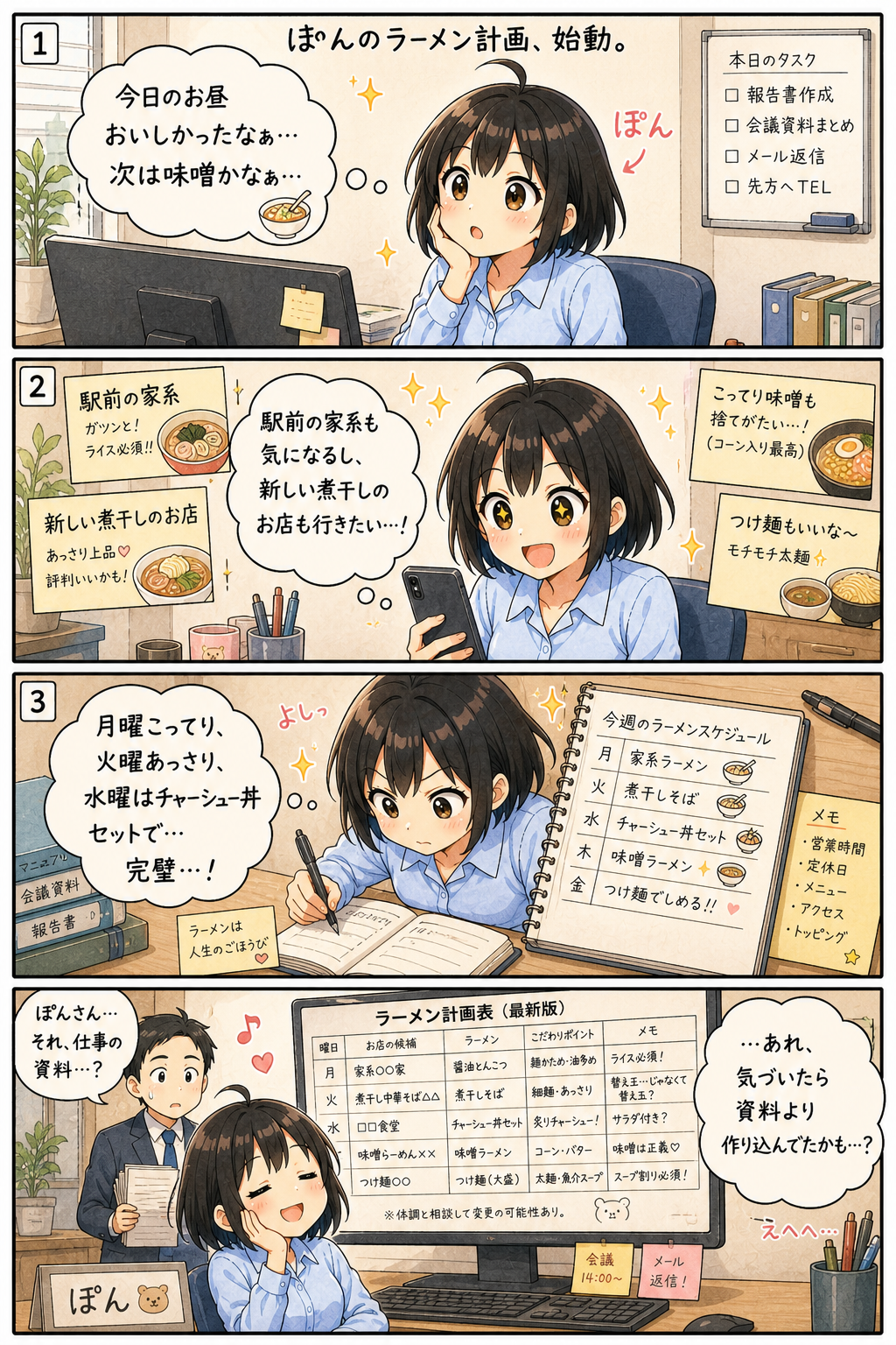 【四コマ】ぽんのラーメン計画、始動。